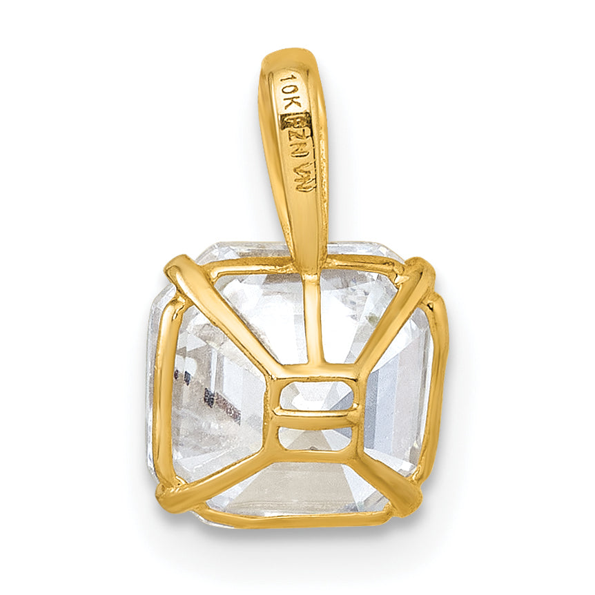 10K Gelbgold Poliert 8.00mm Modified Quadratisch-cut Zirkonia Anhänger