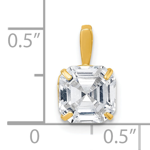 10K Gelbgold Poliert 8.00mm Modified Quadratisch-cut Zirkonia Anhänger