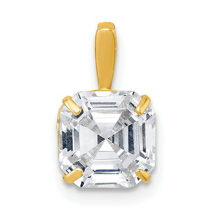 10K Gelbgold Poliert 8.00mm Modified Quadratisch-cut Zirkonia Anhänger