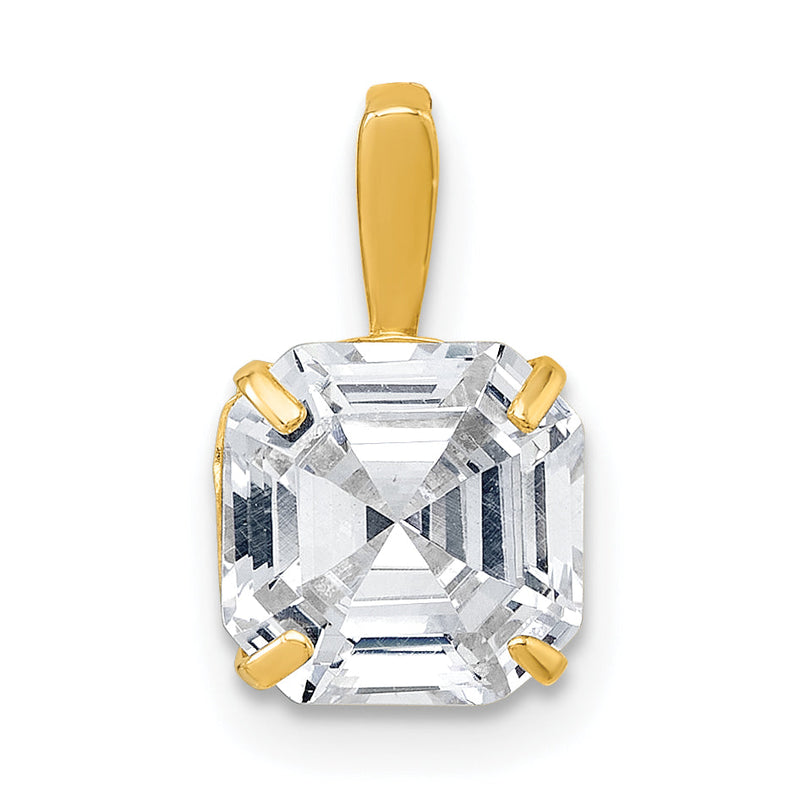 10K Gelbgold Poliert 8.00mm Modified Quadratisch-cut Zirkonia Anhänger