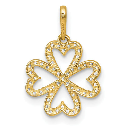 10K Gelbgold Poliert Zirkonia Vier-leaf Klee Anhänger