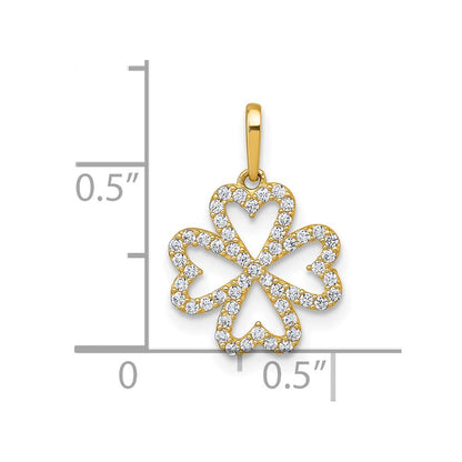 10K Gelbgold Poliert Zirkonia Vier-leaf Klee Anhänger