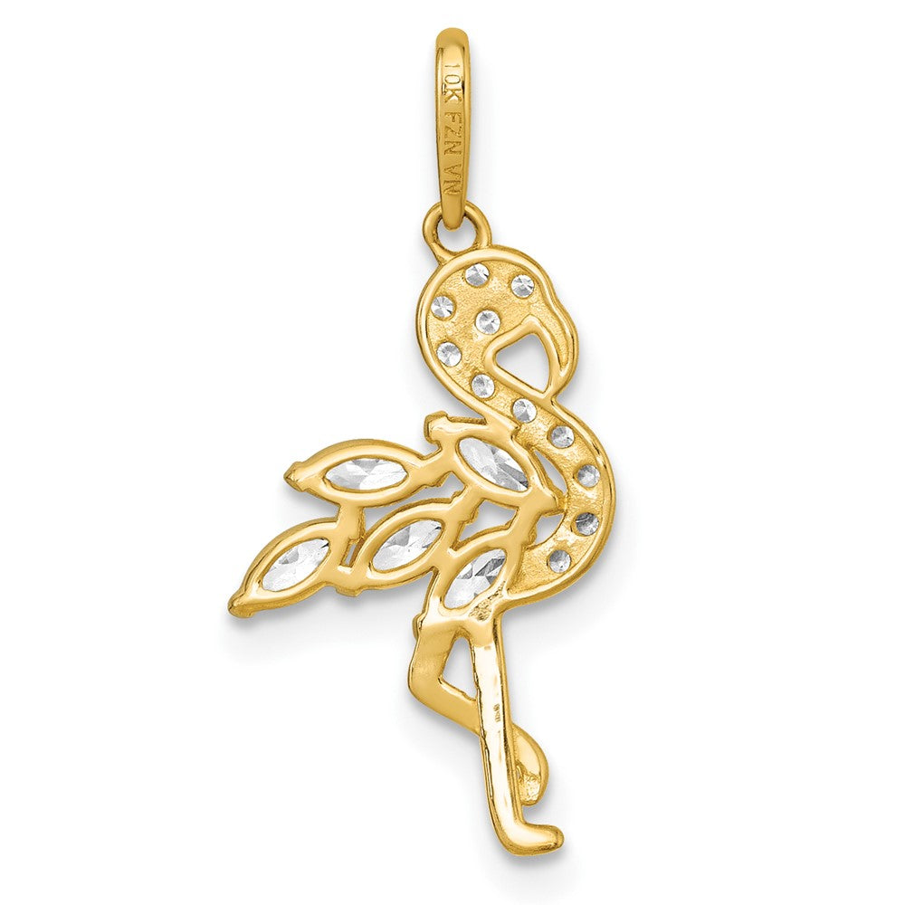 10K Gelbgold Poliert Zirkonia Flamingo Anhänger