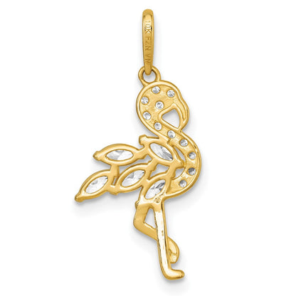 10K Gelbgold Poliert Zirkonia Flamingo Anhänger
