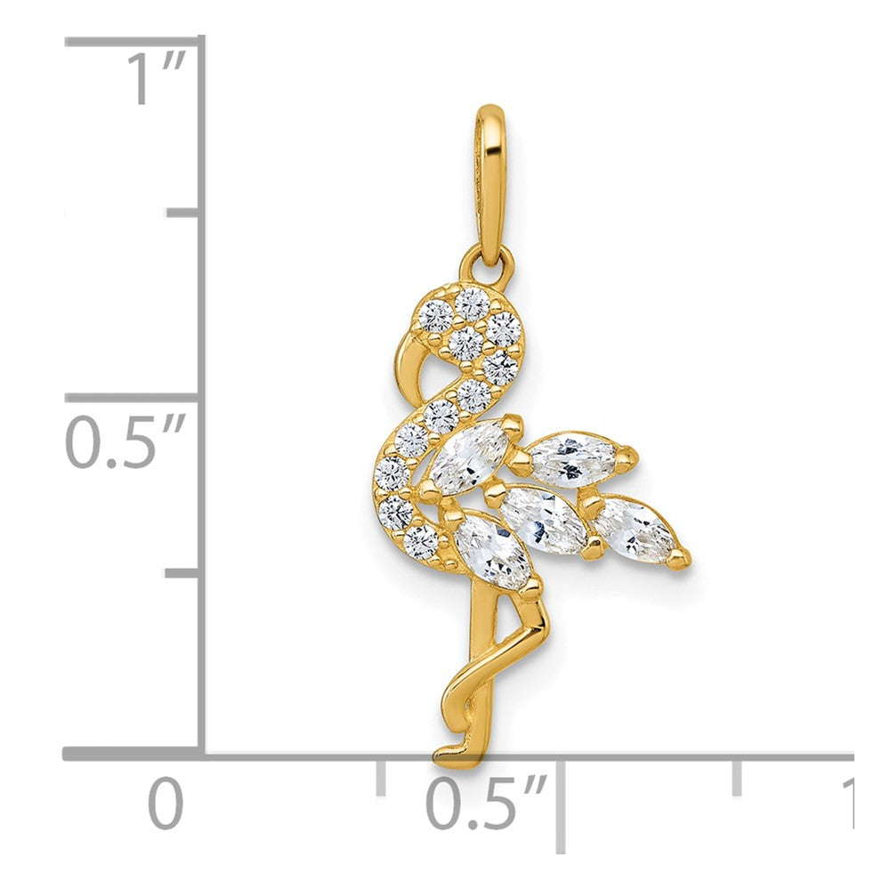 10K Gelbgold Poliert Zirkonia Flamingo Anhänger