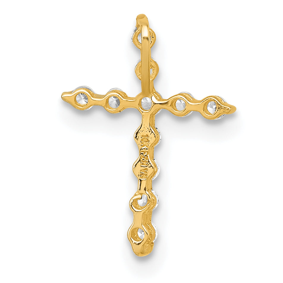 10K Gelbgold Poliert Zirkonia Lateinisch Kreuz Kette Anhänger