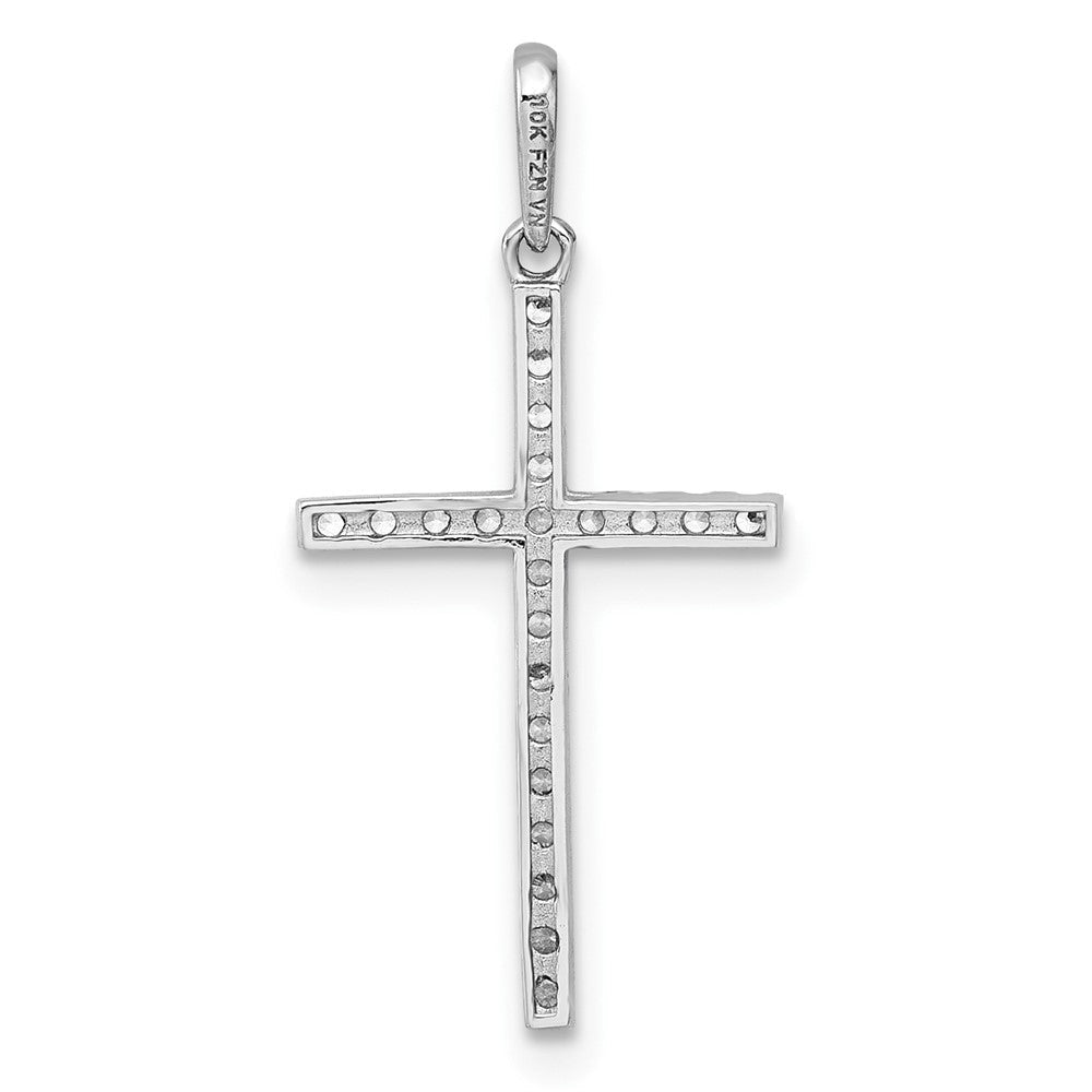10K Weißgold Poliert Zirkonia Lateinisch Kreuz Anhänger
