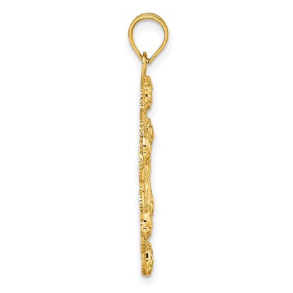 10K Gelbgold Poliert Diamantiert Our Damen Of Guadalupe mit Blumen Medaille Anhänger