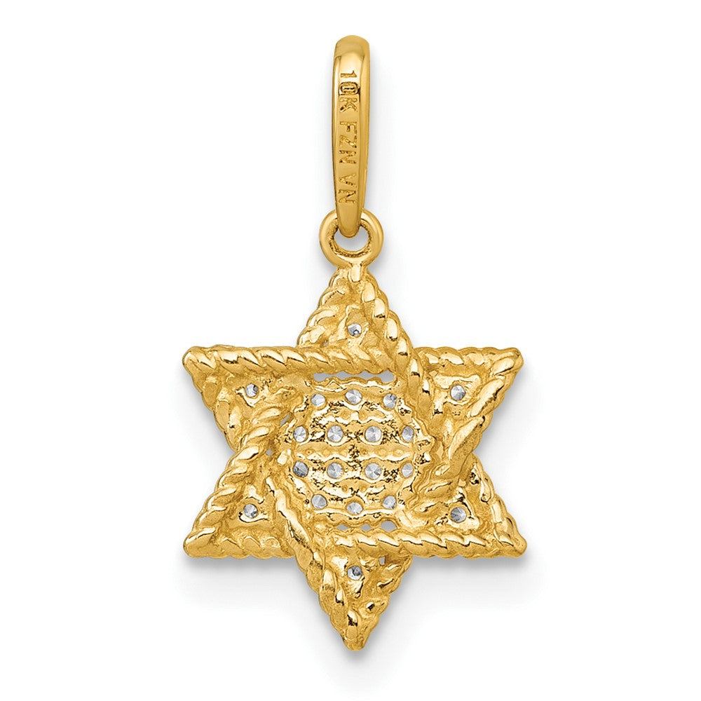 10K Gelbgold Poliert Zirkonia Stern Of David Anhänger