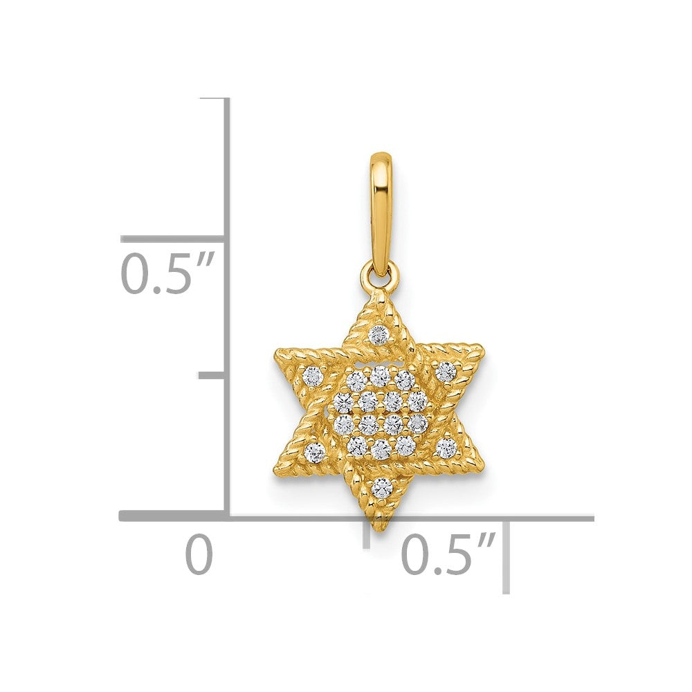 10K Gelbgold Poliert Zirkonia Stern Of David Anhänger
