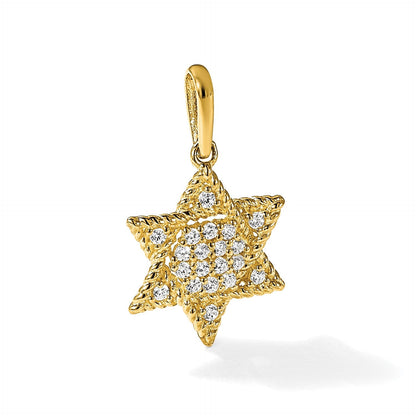 10K Gelbgold Poliert Zirkonia Stern Of David Anhänger