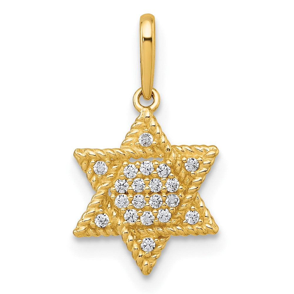 10K Gelbgold Poliert Zirkonia Stern Of David Anhänger