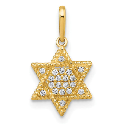 10K Gelbgold Poliert Zirkonia Stern Of David Anhänger