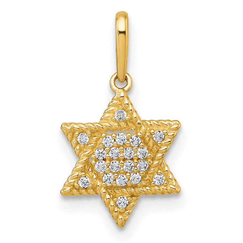 10K Gelbgold Poliert Zirkonia Stern Of David Anhänger