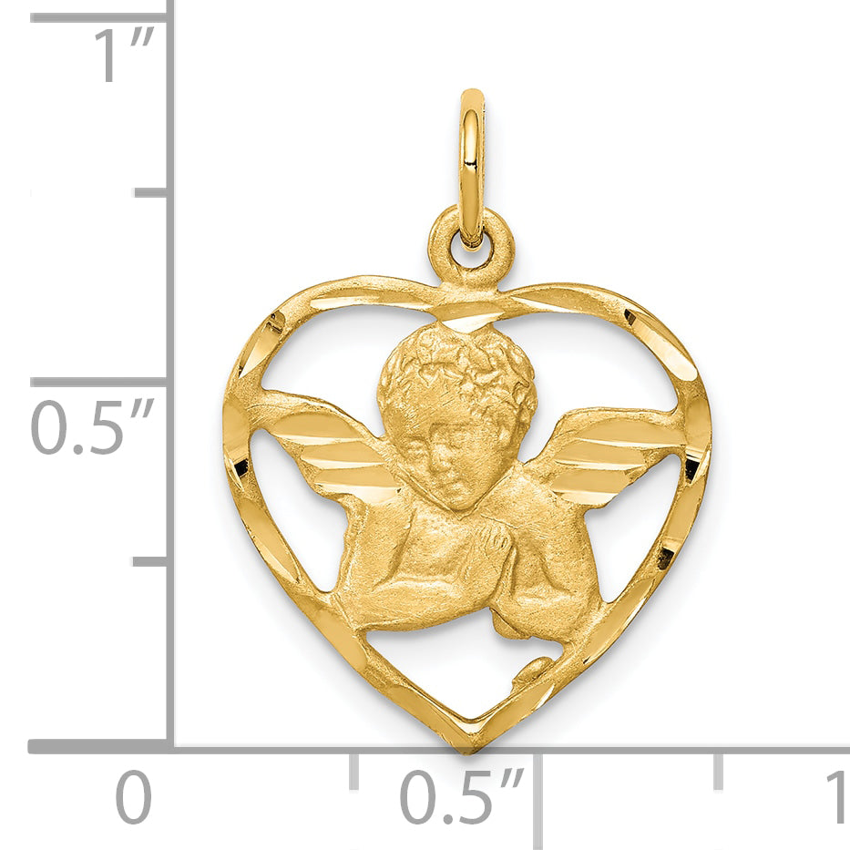 10K Gelbgold Engel Herz Charm