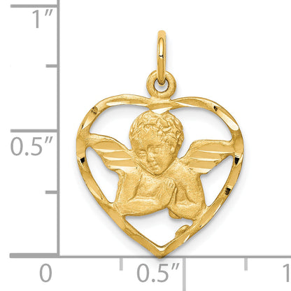 10K Gelbgold Engel Herz Charm