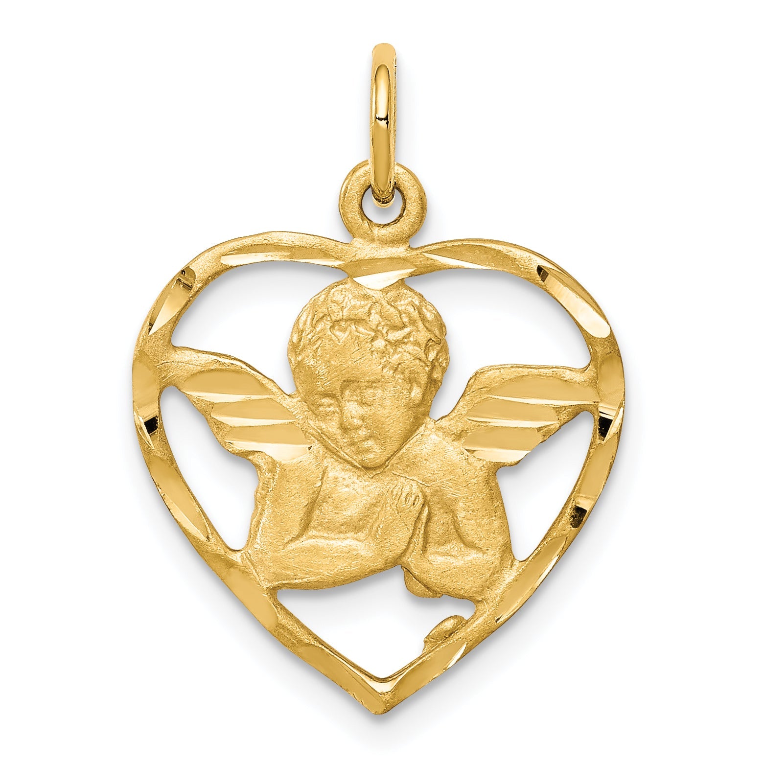 10K Gelbgold Engel Herz Charm