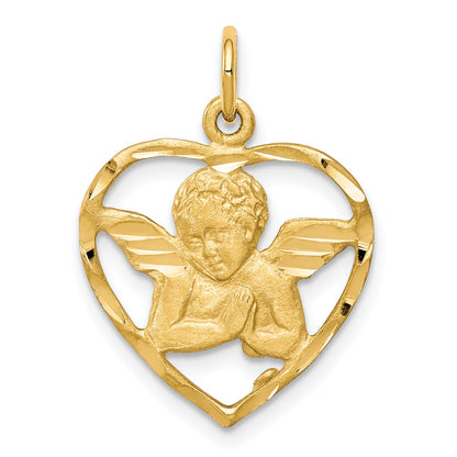 10K Gelbgold Engel Herz Charm