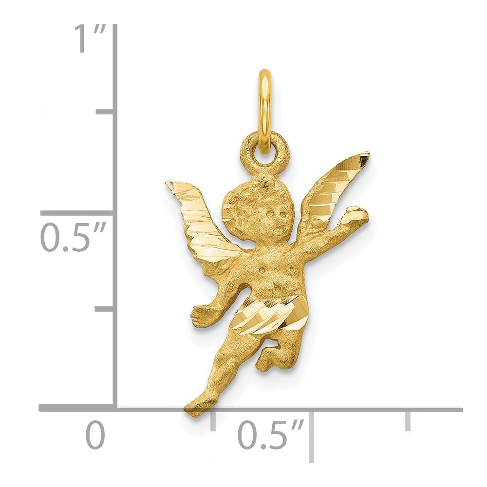 10K Gelbgold Massiv Satiniert Engel Charm