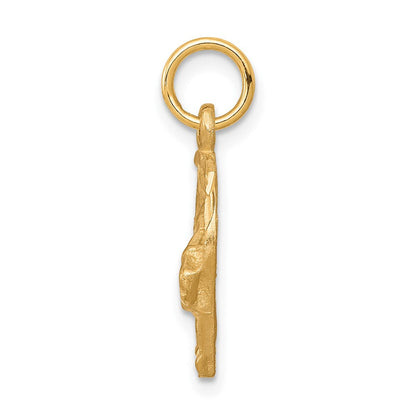 10K Gelbgold Massiv Diamantiert Horsehead in Hufeisen Charm