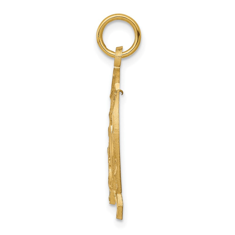 10K Gelbgold Massiv Flach-backed Horsehead in Hufeisen Charm