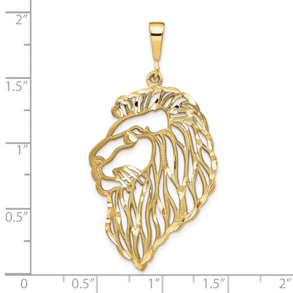 10K Gelbgold Massiver Diamantgeschliffener Löwenkopf-Charm