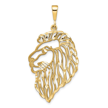 10K Gelbgold Massiver Diamantgeschliffener Löwenkopf-Charm