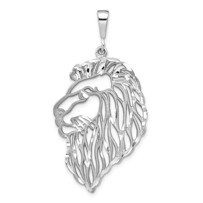 10K Weißgold Massiv Diamantiert Lions Kopf Charm