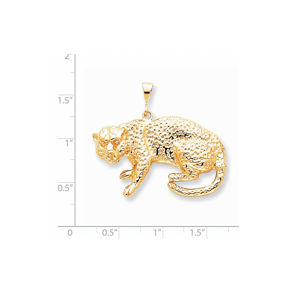 10K Gelbgold massiver polierter Leopard-Charm