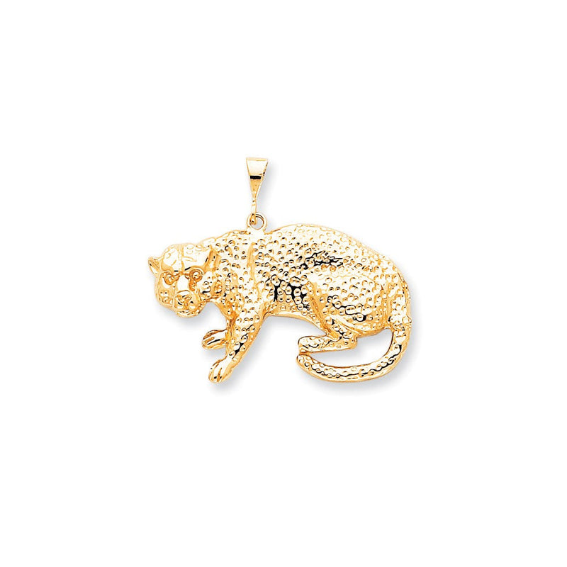 10K Gelbgold massiver polierter Leopard-Charm