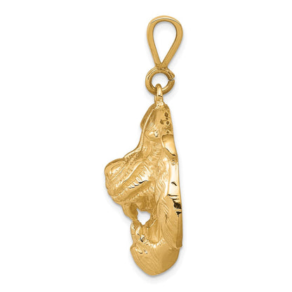 10K Gelbgold Massiv Polierter Tigerkopf-Charm