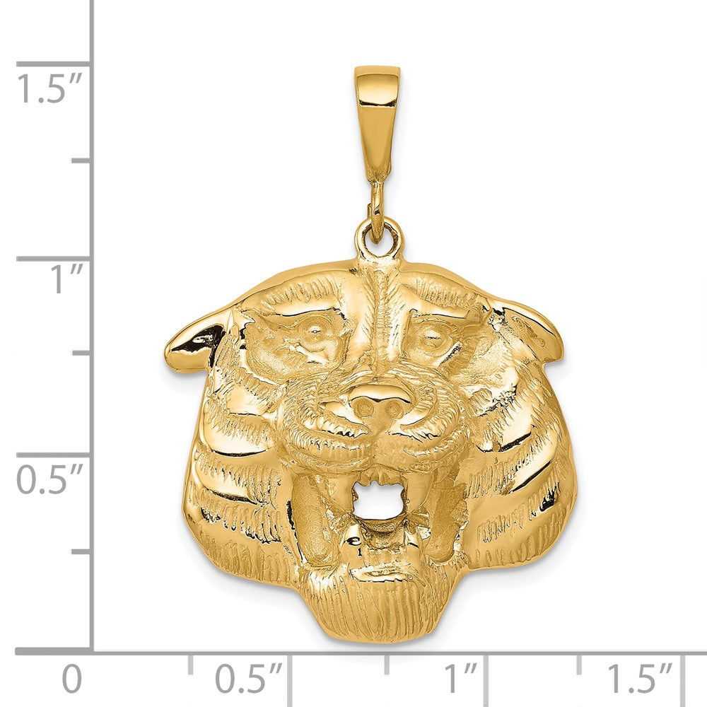 10K Gelbgold Massiv Polierter Tigerkopf-Charm