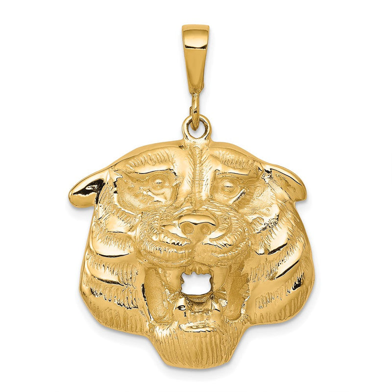 10K Gelbgold Massiv Polierter Tigerkopf-Charm