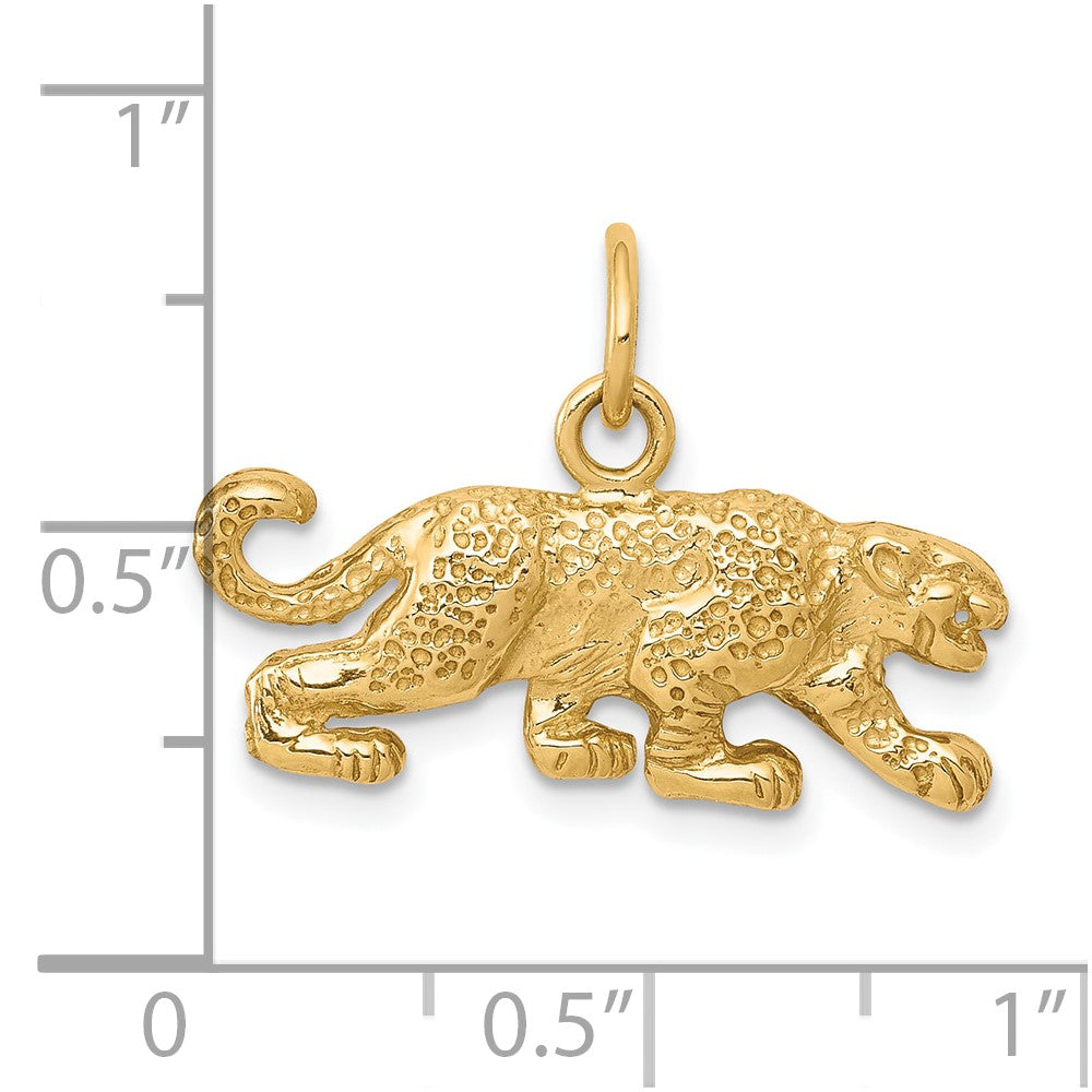 10K Gelbgold Solid Satin Kleiner Leopard-Charm