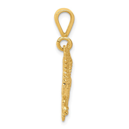 10K Gelbgold Massiver Polierter Adler-Charm mit ausgebreiteten Schwingen