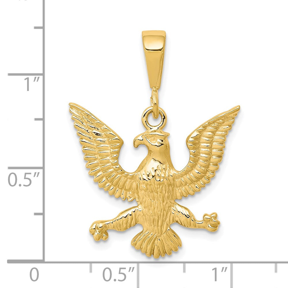 10K Gelbgold Massiver Polierter Adler-Charm mit ausgebreiteten Schwingen