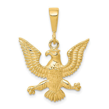 10K Gelbgold Massiver Polierter Adler-Charm mit ausgebreiteten Schwingen