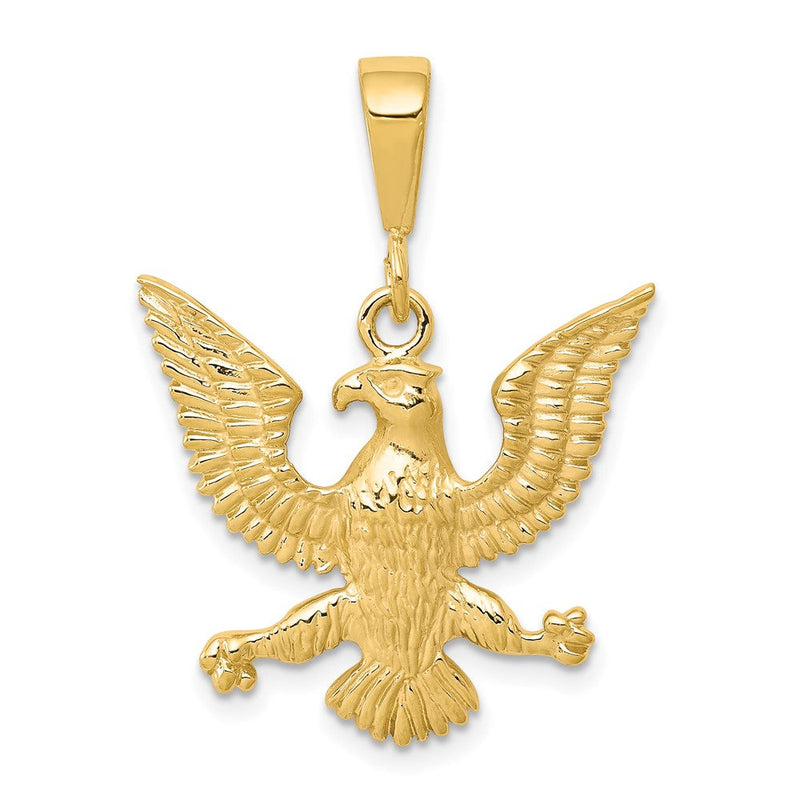 10K Gelbgold Massiver Polierter Adler-Charm mit ausgebreiteten Schwingen