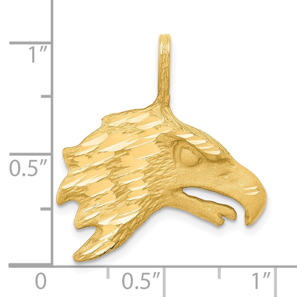 10K Gelbgold massiver Charm mit Diamantschliff „Adlerkopf“