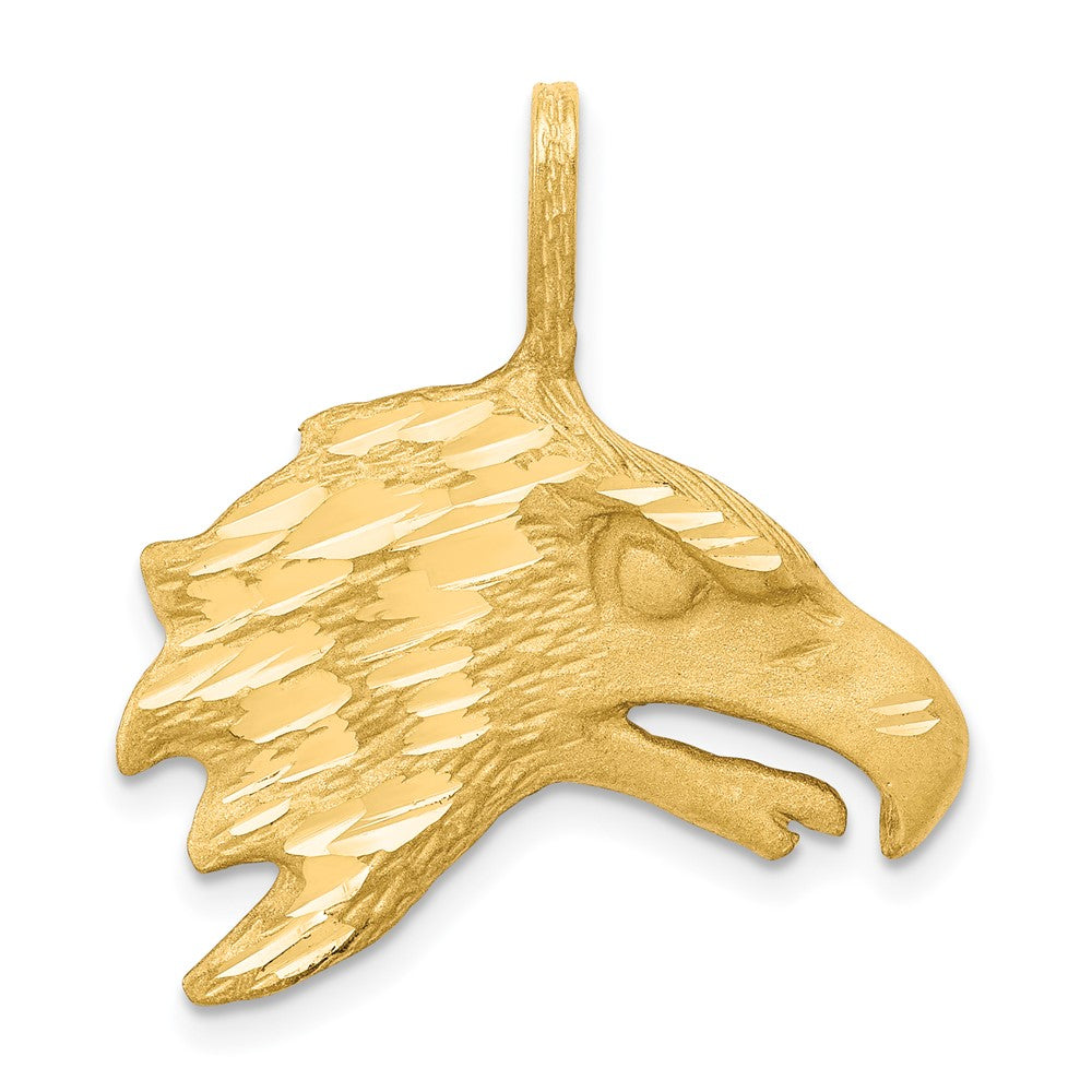 10K Gelbgold massiver Charm mit Diamantschliff „Adlerkopf“