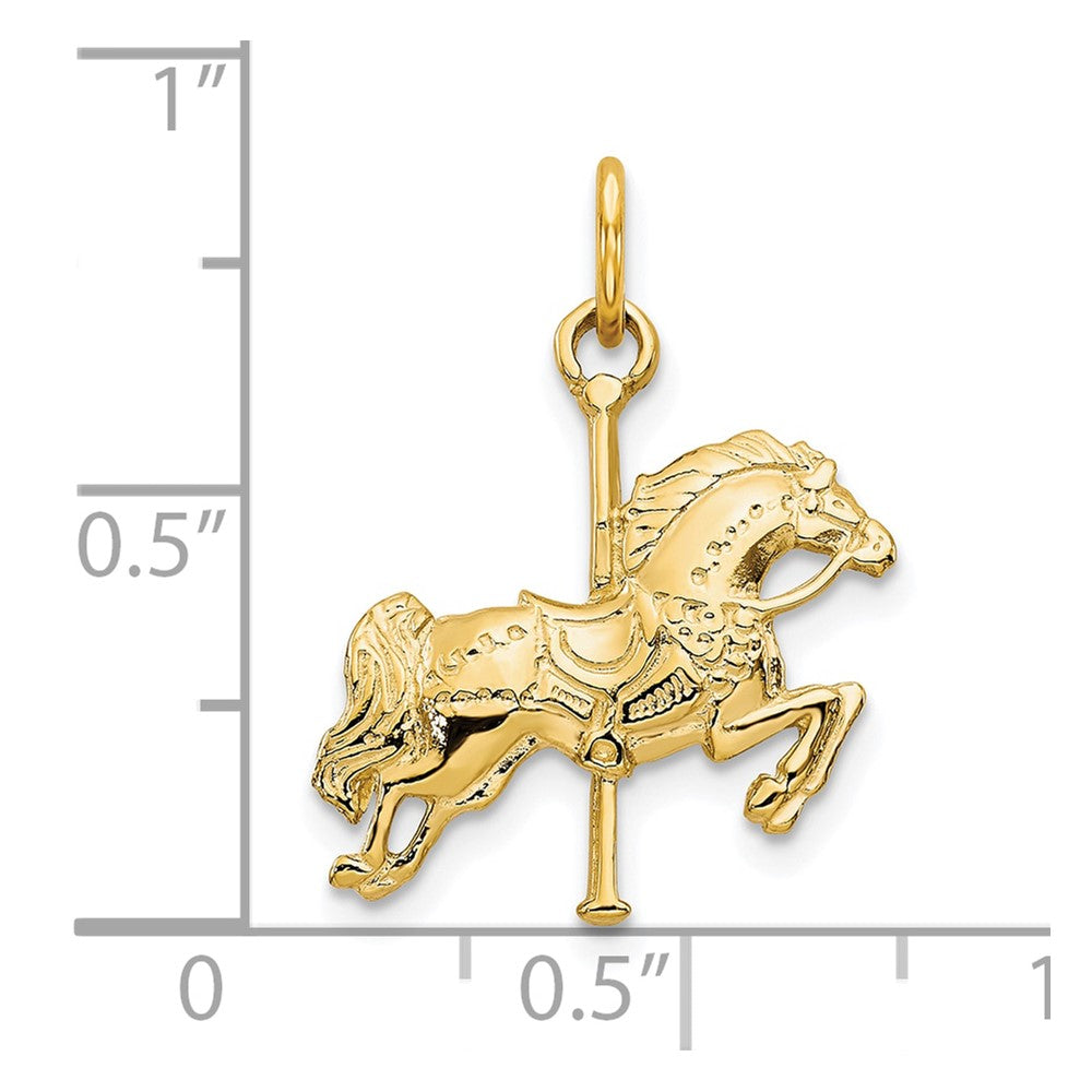 10K Gelbgold Massiv Carousel Pferd Charm