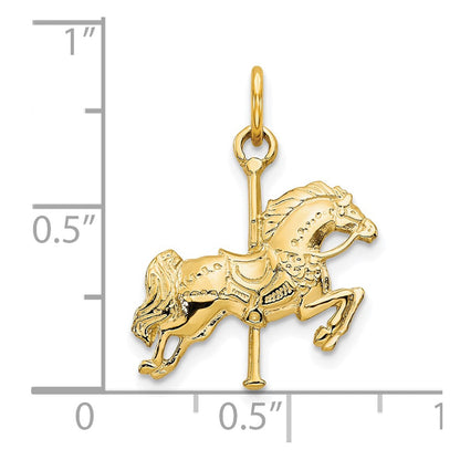 10K Gelbgold Massiv Carousel Pferd Charm
