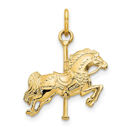 10K Gelbgold Massiv Carousel Pferd Charm