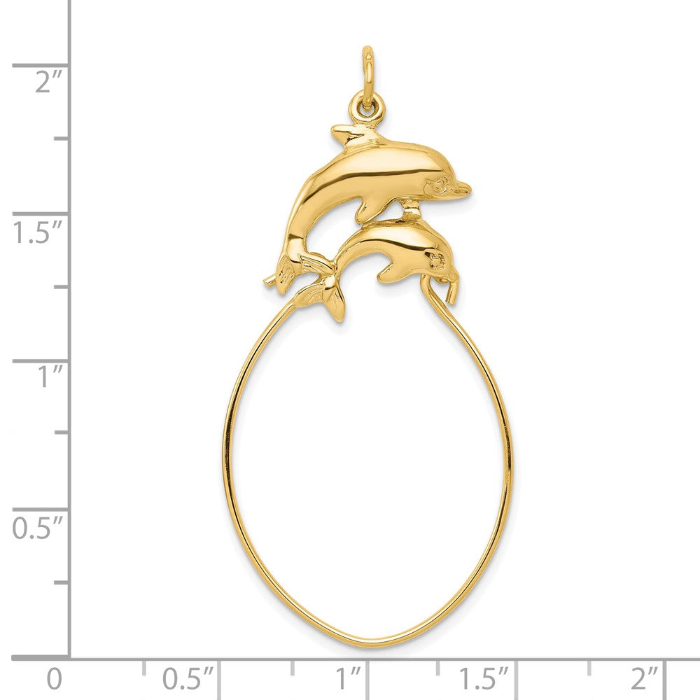 10K Gelbgold Doppel-Delfin-Charmhalter