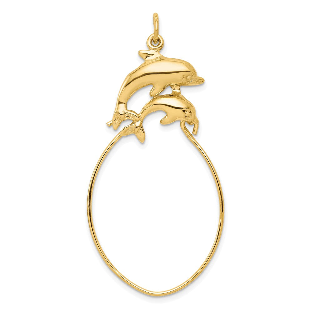 10K Gelbgold Doppel-Delfin-Charmhalter