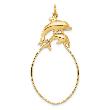 10K Gelbgold Doppel-Delfin-Charmhalter