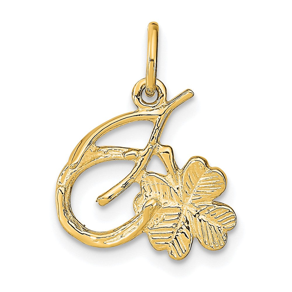 10K Gelbgold Massiv Hufeisen Gabelbein und Kleeblatt Charm