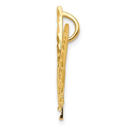 10K Gelbgold Massiv Satiniert Blatt Charm