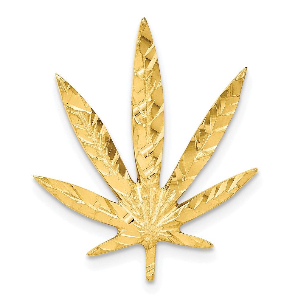 10K Gelbgold Massiv Satiniert Blatt Charm
