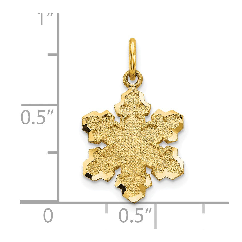 10K Gelbgold Massiv Satiniert Schneeflocke Charm